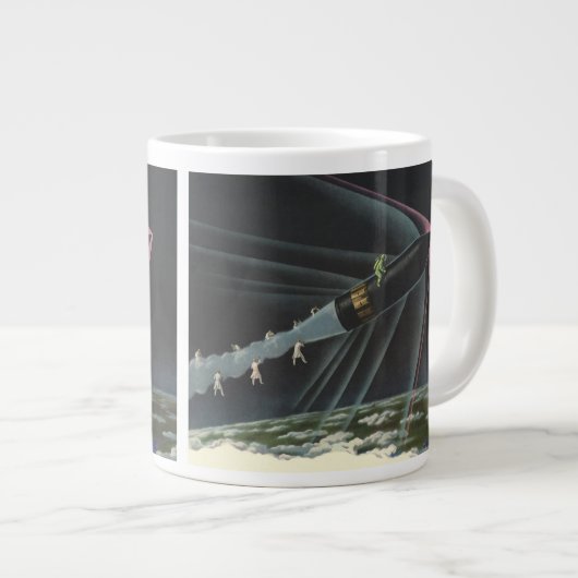  sciencefiction astronaut Riding Rocket Extra Grote Mok (Voorkant rechts)