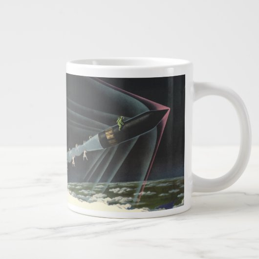 sciencefiction astronaut Riding Rocket Extra Grote Mok (Rechts)