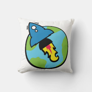 Sciencefiction-cartoon Raket en Planeet Kussen