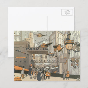 Sciencefiction in oude stijl, stedelijk Parijs, St Briefkaart