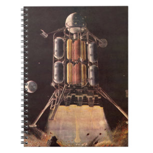 Sciencefiction-raket uit het verleden die van een notitieboek