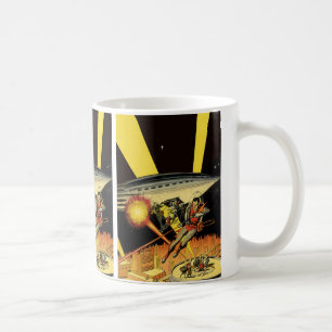 Sciencefiction uit het verleden, buitenaardse weze koffiemok