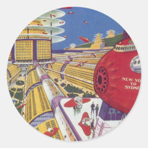 Sciencefiction uit het verleden, futuristisch New Ronde Sticker