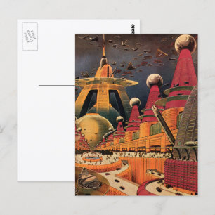 Sciencefiction uit het verleden: futuristische sta briefkaart