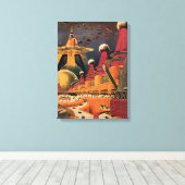 Sciencefiction uit het verleden: futuristische sta canvas afdruk (Insitu (Houten vloer))