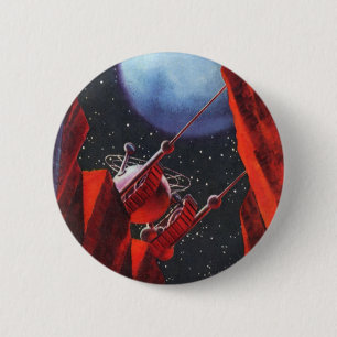 Sciencefiction uit het verleden, maanrover in een ronde button 5,7 cm