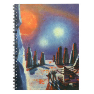 Sciencefiction uit het verleden met buitenaardse w notitieboek