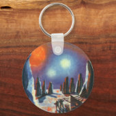 Sciencefiction uit het verleden met buitenaardse w sleutelhanger (Voorkant)