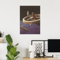 Sciencefiction uit het verleden, ruimtestation met