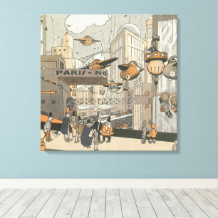 Sciencefiction uit vroeger tijden, Stedelijk Paris Canvas Afdruk