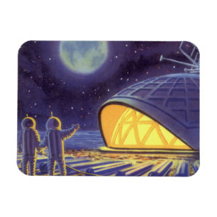 Sciencefictionaliens uit vroeger tijden op de blau magneet