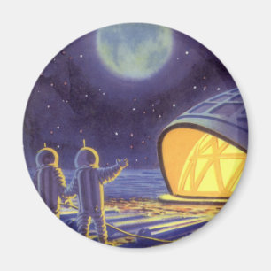 Sciencefictionaliens uit vroeger tijden op de blau magneet