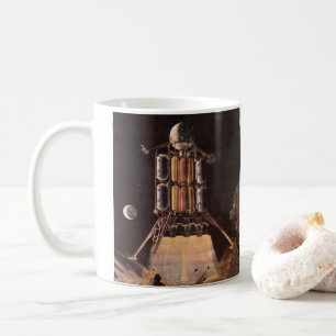 Sciencefictionraket uit het verleden die van een p koffiemok