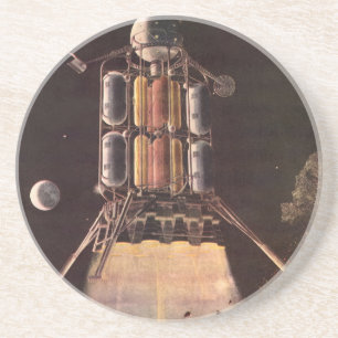 Sciencefictionraket uit het verleden die van een p zandsteen onderzetter