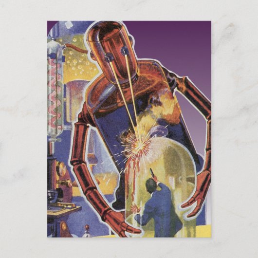 sciencefictionrobot met laserstraal briefkaart (Voorkant)