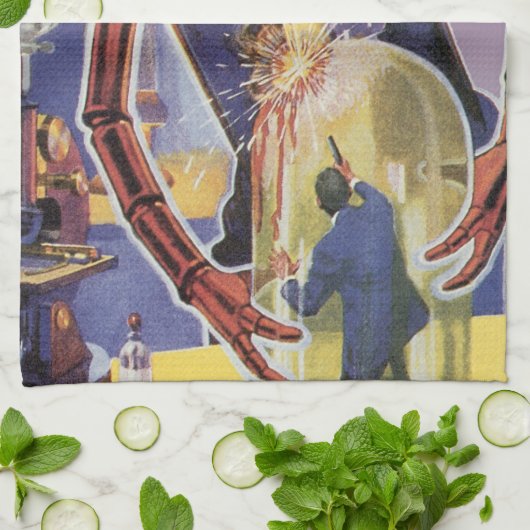  sciencefictionrobot met laserstraal theedoek (Gevouwen)