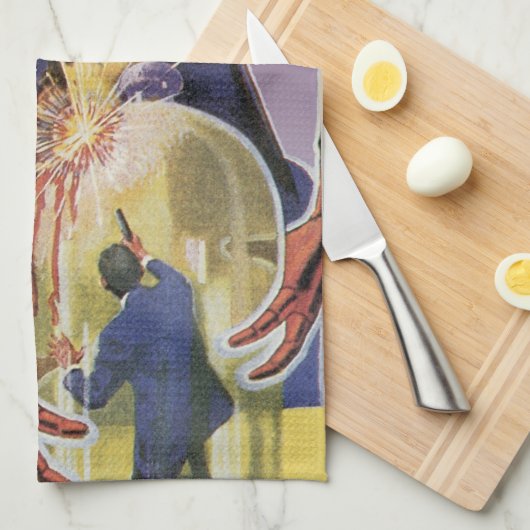  sciencefictionrobot met laserstraal theedoek (Quarter Fold)