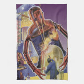  sciencefictionrobot met laserstraal theedoek (Verticaal)