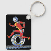  sciencefictionrobot met wielrennen sleutelhanger (Achterkant)