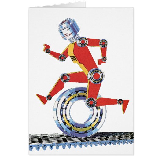 Sciencefictionrobot uit het verleden die loopt met (Voorkant)