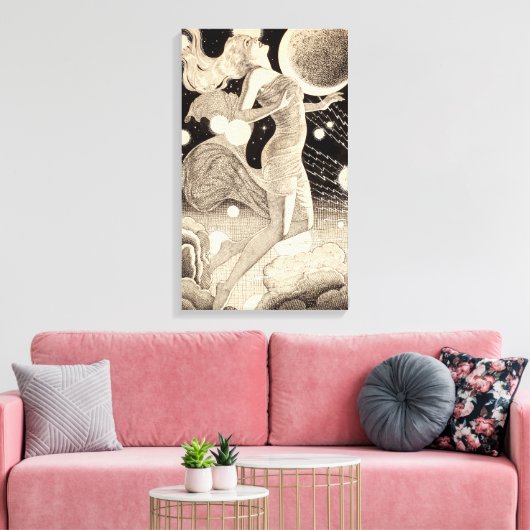 sciencefictionstrips en planetenpulp canvas afdruk (Insitu (Woonkamer))