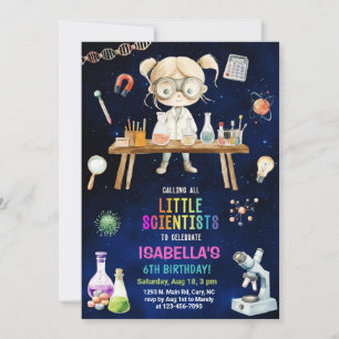 Scientifique, invitation d'anniversaire de fille d