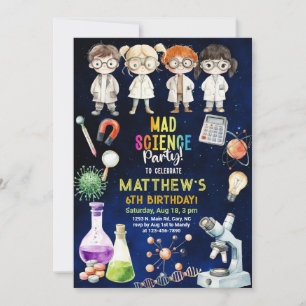 Scientifique, invitation d'anniversaire de science