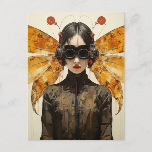 Scifi Insect Vrouw Briefkaart (Voorkant)