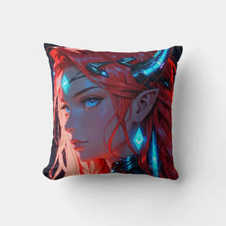 Scifi Red Hair Anime Girl Kussen