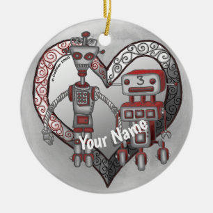 Scifi robot liefde keramisch ornament