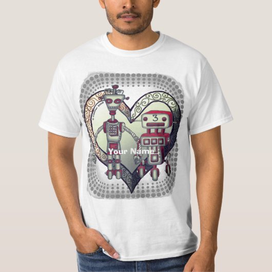 Scifi robot liefde t-shirt (Voorkant)