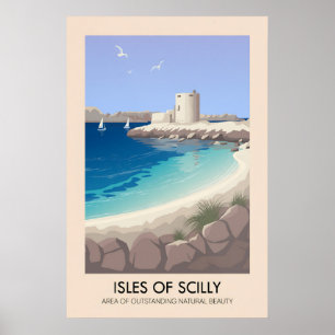 Scilly-eilanden Cornwall AONB Reisposter Poster
