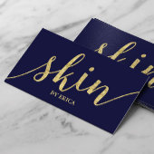 Scin Care Gold Script esthetician Elegant Navy Visitekaartje