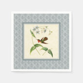 Scintillant Hummingbird Blue Damask Papieren serve Servetten (Voorkant)