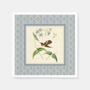 Scintillant Hummingbird Blue Damask Papieren serve Servetten