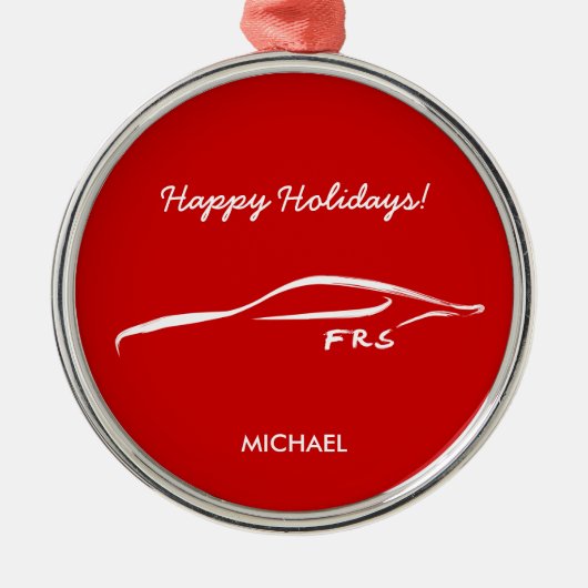 Scion FR-S White Silhouette logo Metalen Ornament (Voorkant)