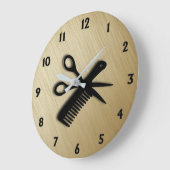 Scissor & Comb Brushed Antique Gold Grote Klok (Hoek)
