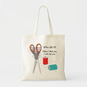 Scissor en Thread Funny Tote Bag