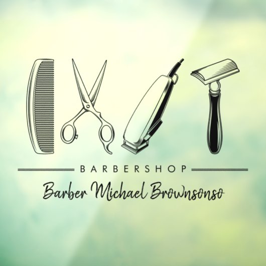 Scissor Hair Comb Razor Classic Simple Barber Raamsticker (Vel 3)