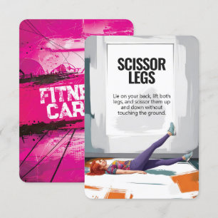 Scissor Legs Fitness Kaart met Roze Rug