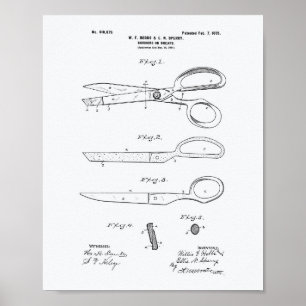 Scissors 1899 Patent Art White Paper Poster