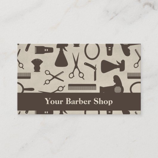 Scissors Hair Cut Pattern Barber Shop Visitekaartje (Voorkant)