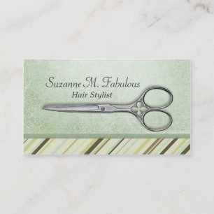 Scissors Hair Stylist Mint Green Pattern Visitekaartje