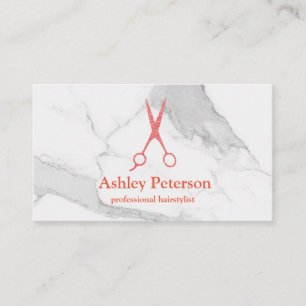 Scissors Logo Haarstylist Marble & Roos Gold Visitekaartje