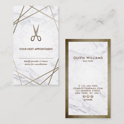 Scissors marble Hair Stylist Appointment Verticaal Visitekaartje (Voorkant / Achterkant)