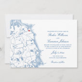 Scituate Massachusetts Kaart Elegant Navy Wedding (Voorkant)