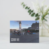 Scituate Massachusetts Vuurtoren & Moto Briefkaart (Staand voorkant)