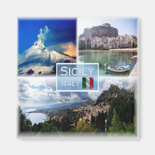 SCL003 SICILY Mosaic Etna Cefalu' Taormina Fridge Magneet