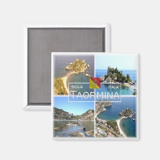 SCL017 TAORMINA Isola Bella, mozaïek, Sicilië Magneet (Voorkant / Achterkant)