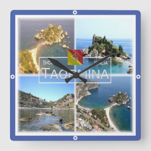 SCL017 TAORMINA Isola Bella, mozaïek, Sicilië Vierkante Klok